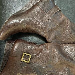 Brown leather bakers boots